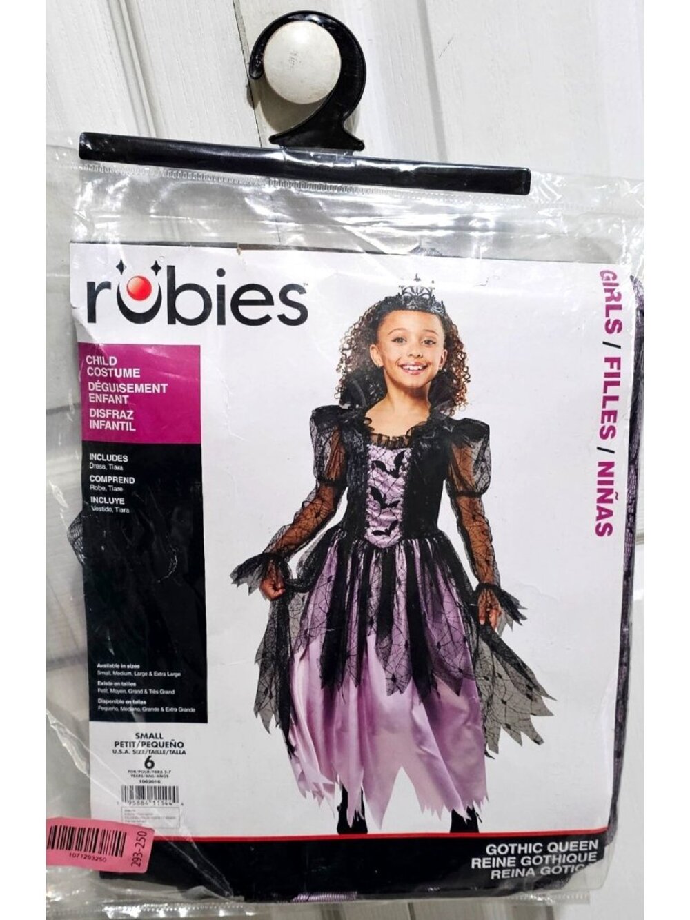 Gothic Queen Costume Girls 6 Halloween Witch Vampire Bats Dark Princess Tiara